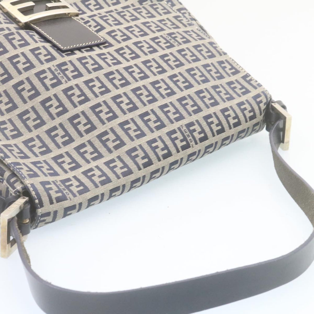 FENDI Zucchino Canvas Mamma Baguette Shoulder Bag Navy Blue ki1672