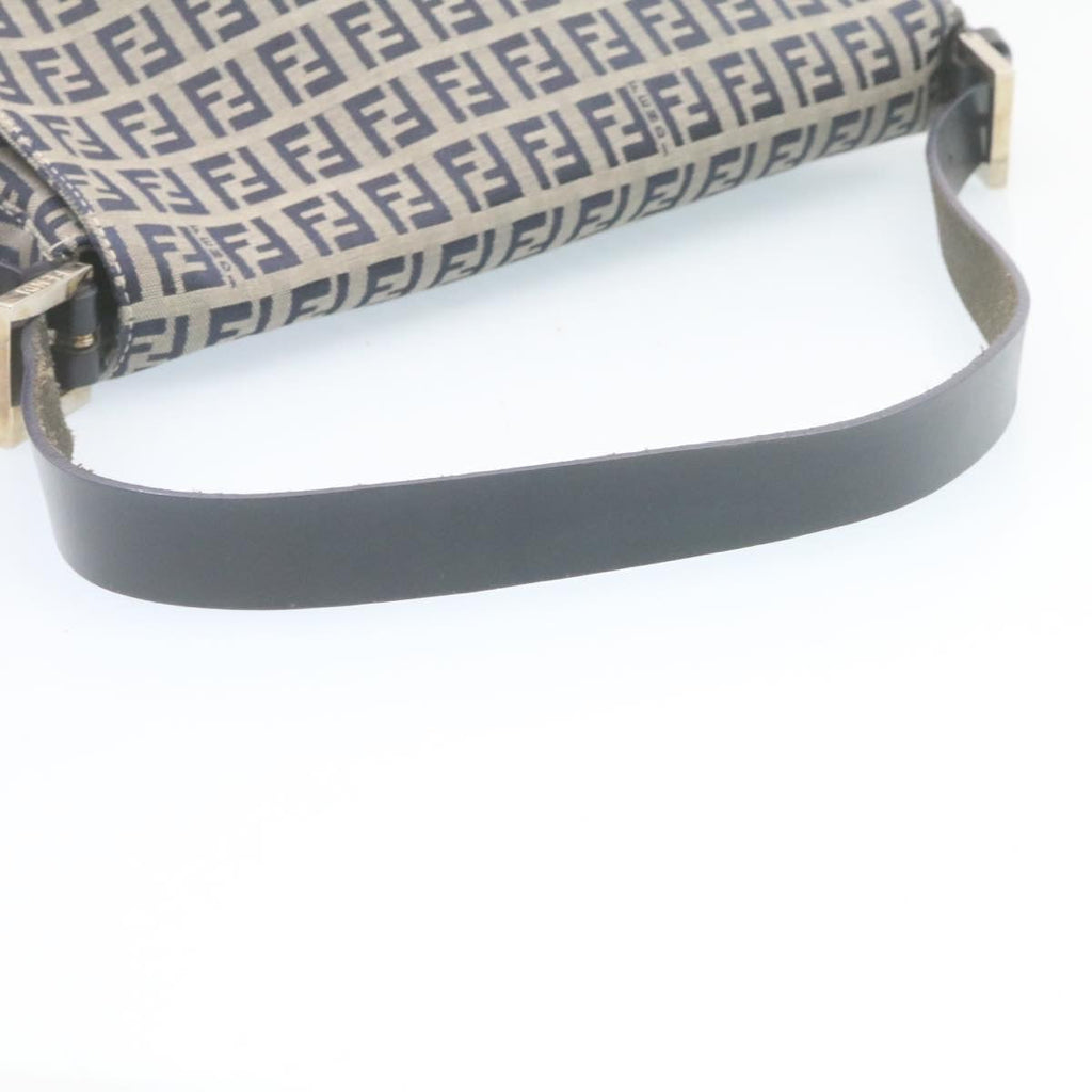 FENDI Zucchino Canvas Mamma Baguette Shoulder Bag Navy Blue ki1672