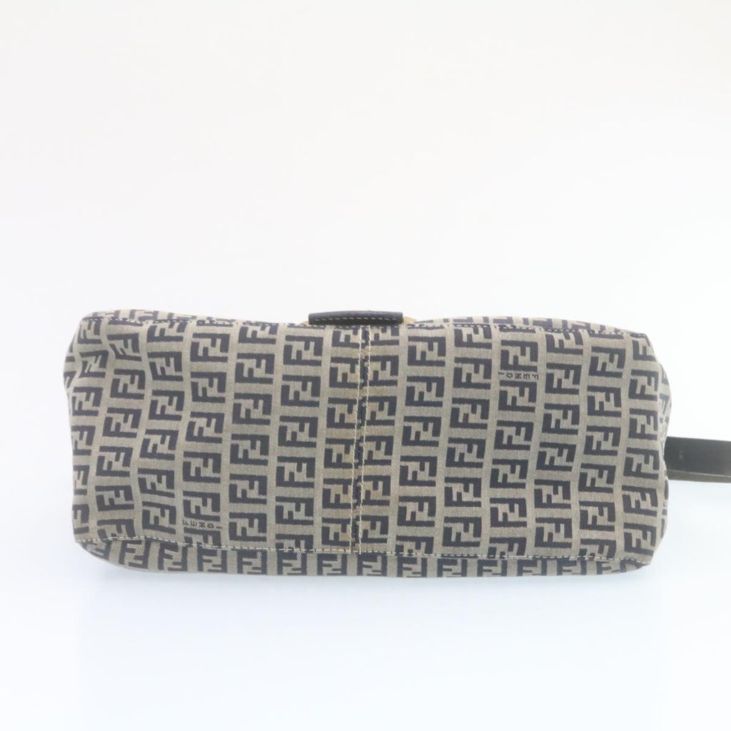 FENDI Zucchino Canvas Mamma Baguette Shoulder Bag Navy Blue ki1672