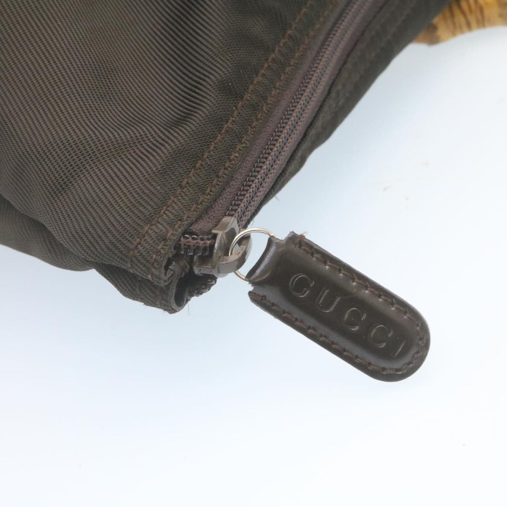 GUCCI Bamboo Boston Bag Nylon Brown ki1686