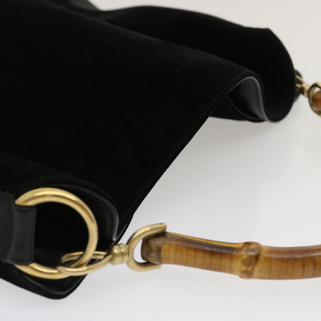 GUCCI Bamboo Shoulder Bag Leather Suede Brown ki1821