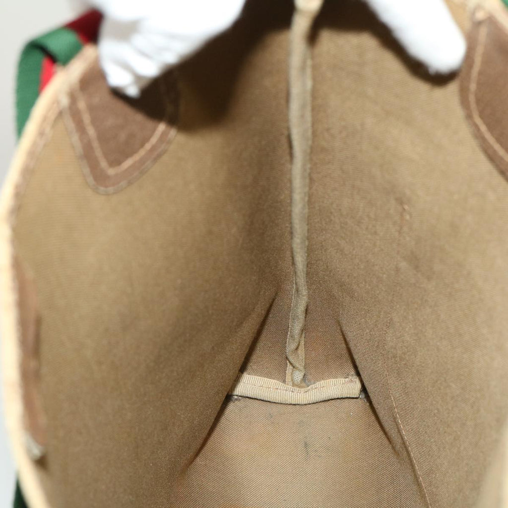 GUCCI Web Sherry Line GG Canvas Tote Bag Red Green Brown ki1846
