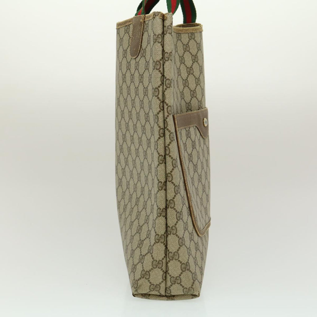 GUCCI Web Sherry Line GG Canvas Tote Bag Red Green Brown ki1846