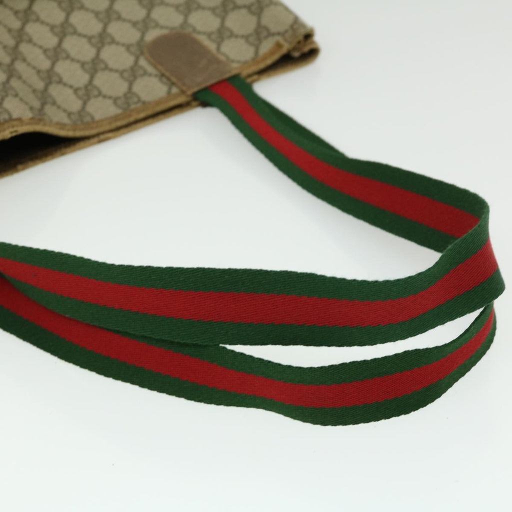 GUCCI Web Sherry Line GG Canvas Tote Bag Red Green Brown ki1846