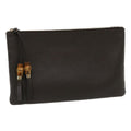 GUCCI Clutch Bag Leather Bamboo Brown ki1847