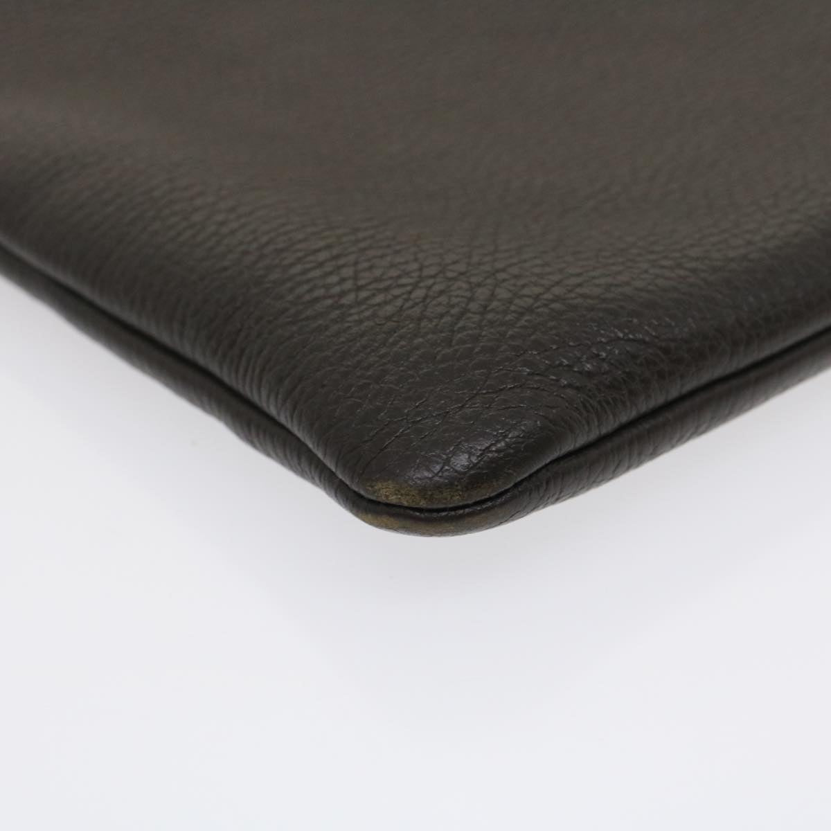 GUCCI Clutch Bag Leather Bamboo Brown ki1847