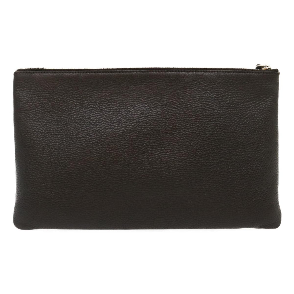 GUCCI Clutch Bag Leather Bamboo Brown ki1847