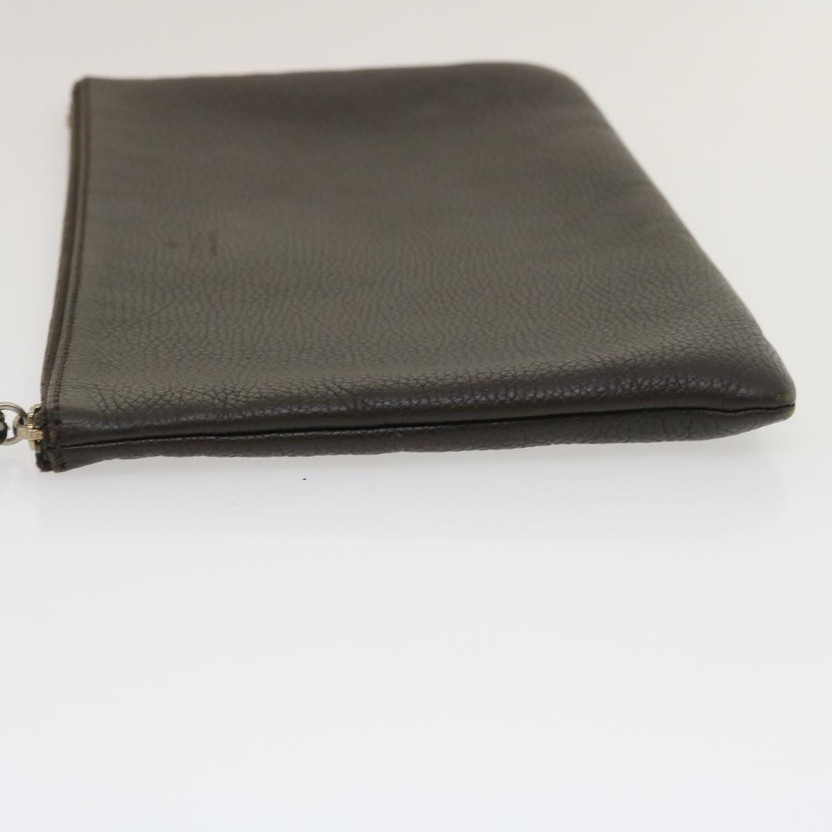 GUCCI Clutch Bag Leather Bamboo Brown ki1847