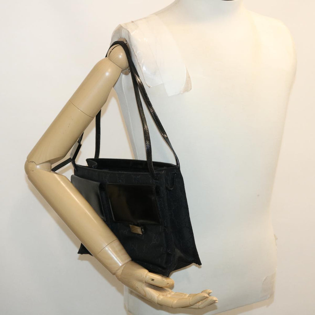 GUCCI GG Canvas Tote Bag Nylon Black ki1925
