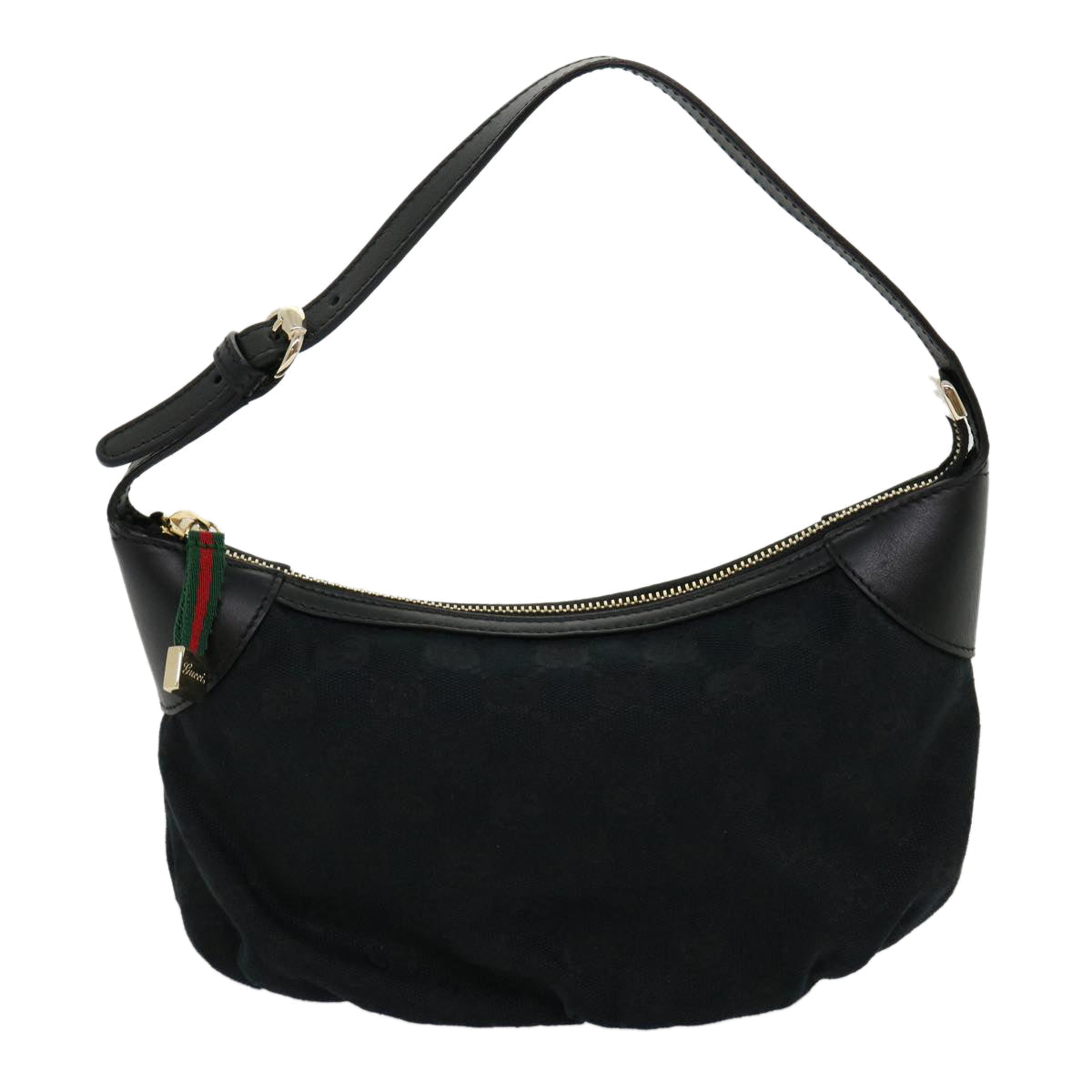 GUCCI GG Canvas Web Sherry Line Pouch Black Red Green ki2089A