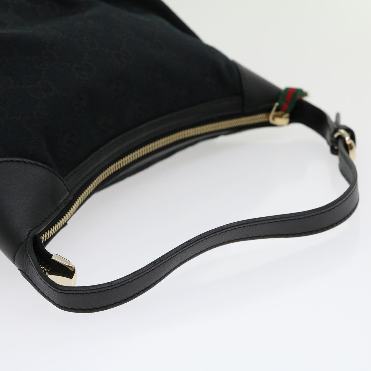 GUCCI GG Canvas Web Sherry Line Pouch Black Red Green ki2089A