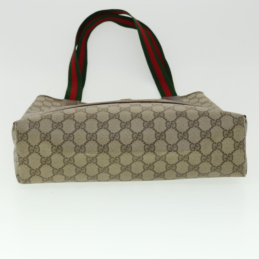GUCCI Web Sherry Line GG Canvas Tote Bag PVC Leather Beige Green Red ki2105