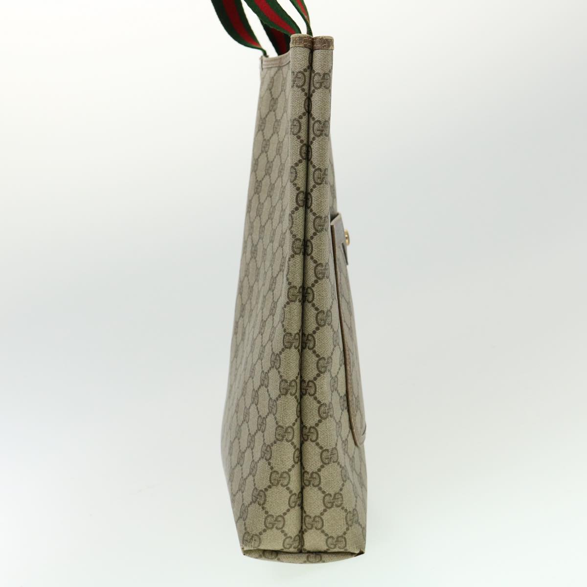 GUCCI Web Sherry Line GG Canvas Tote Bag PVC Leather Beige Green Red ki2105