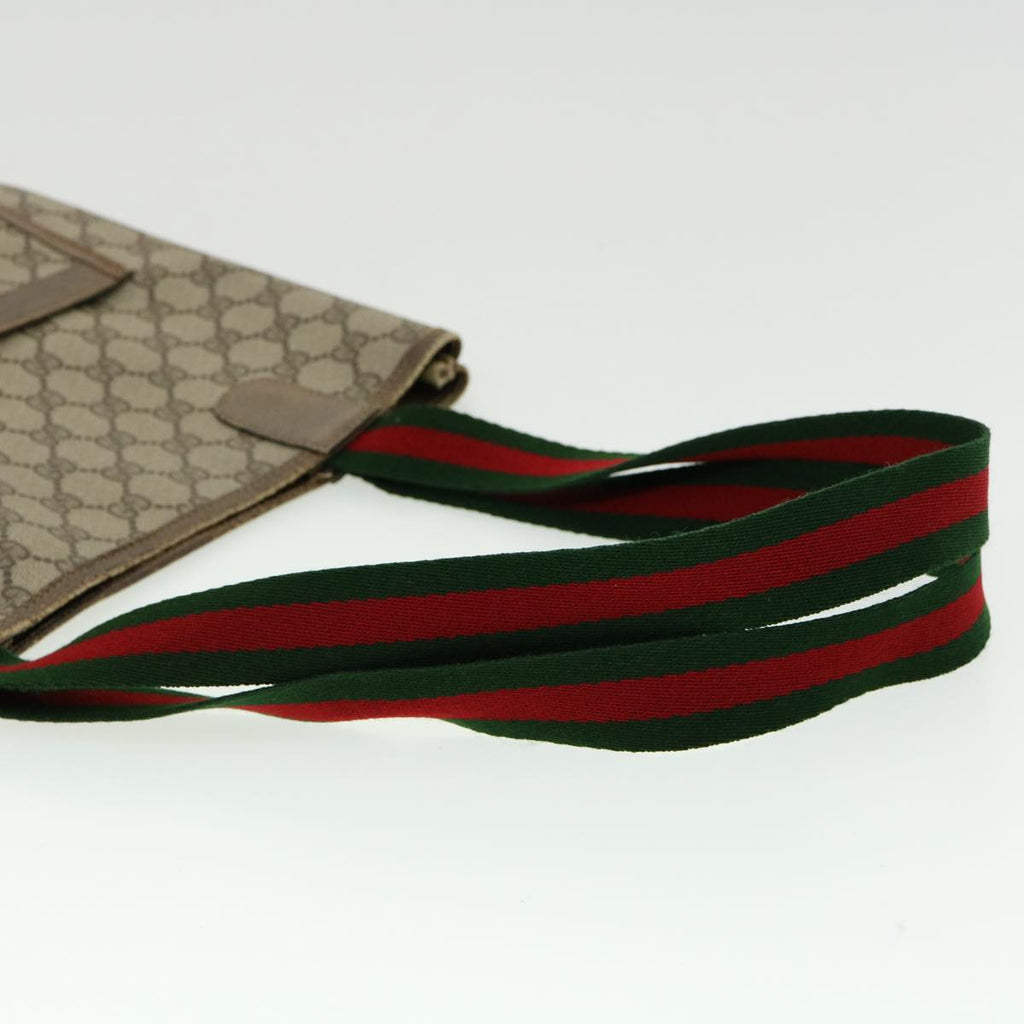 GUCCI Web Sherry Line GG Canvas Tote Bag PVC Leather Beige Green Red ki2105
