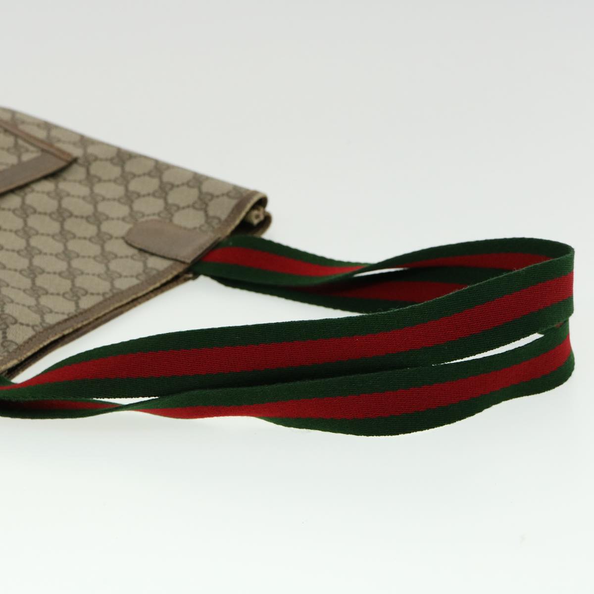 GUCCI Web Sherry Line GG Canvas Tote Bag PVC Leather Beige Green Red ki2105