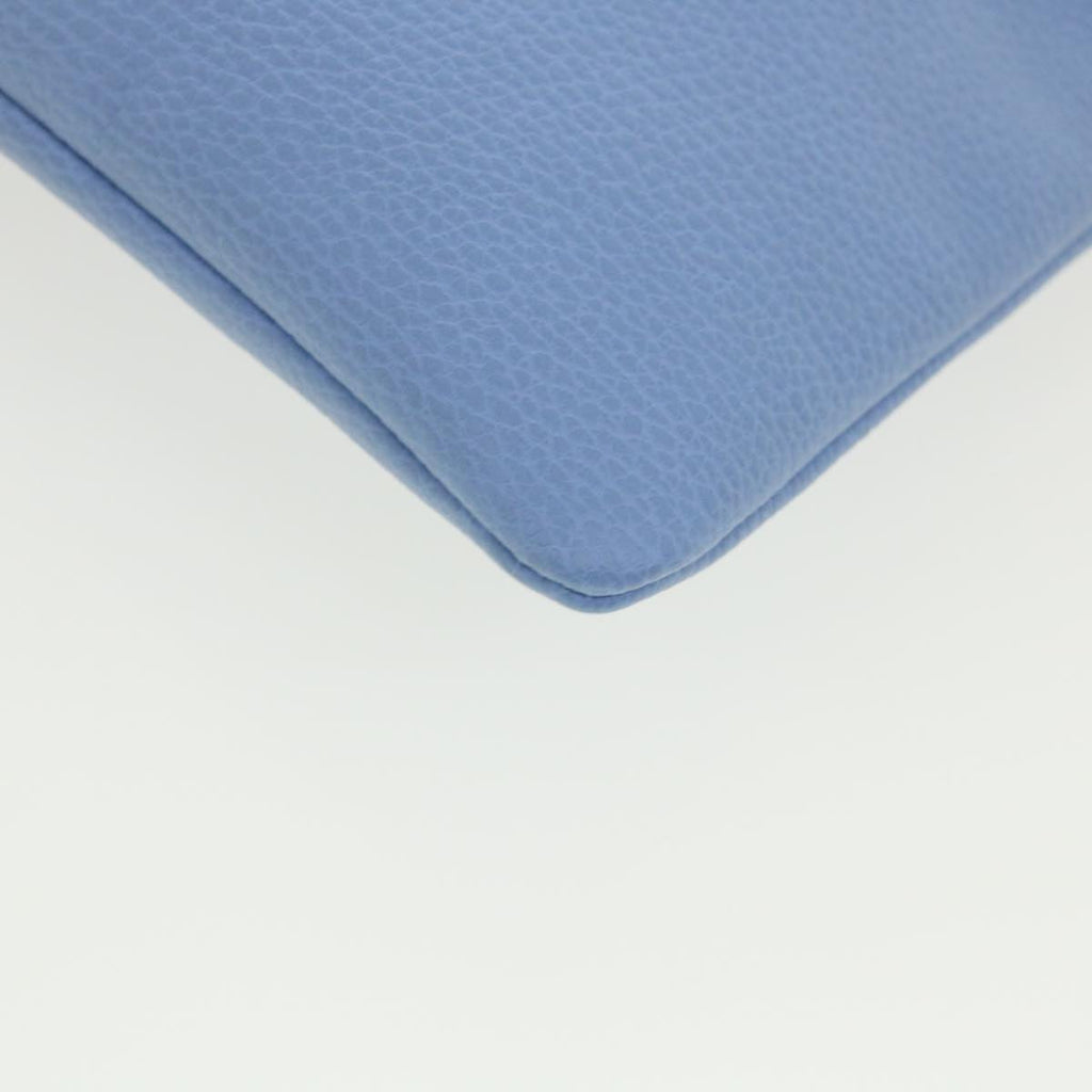 GUCCI Bamboo Fringe Clutch Bag Leather Light Blue ki2160
