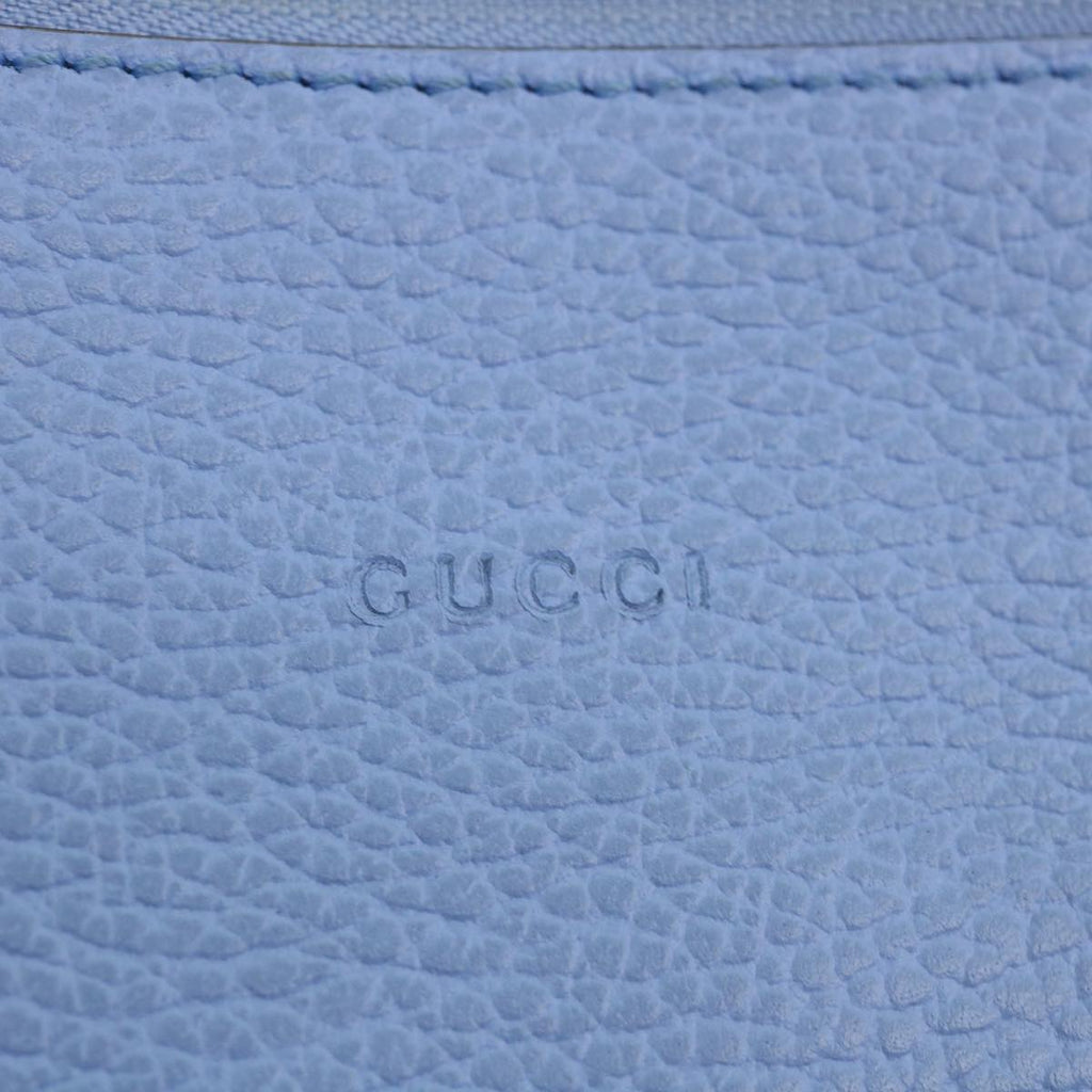 GUCCI Bamboo Fringe Clutch Bag Leather Light Blue ki2160
