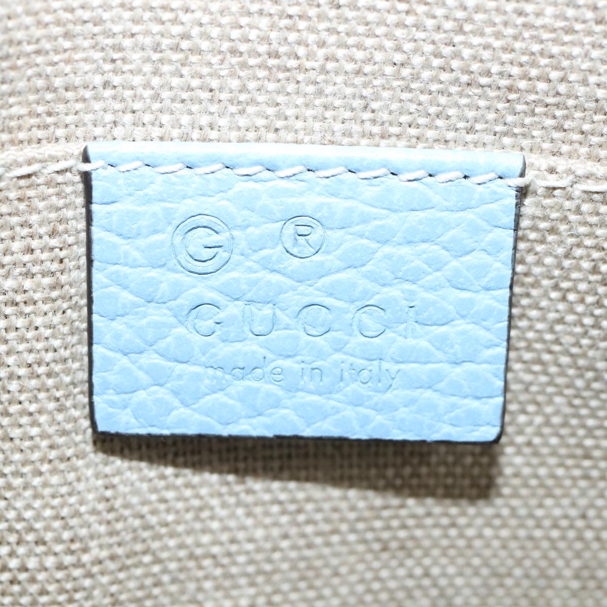 GUCCI Bamboo Fringe Clutch Bag Leather Light Blue ki2160