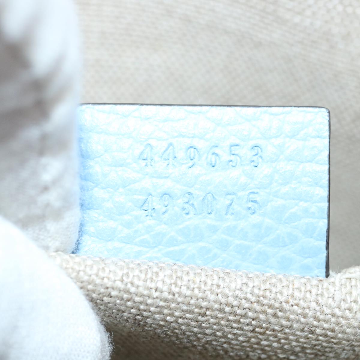 GUCCI Bamboo Fringe Clutch Bag Leather Light Blue ki2160