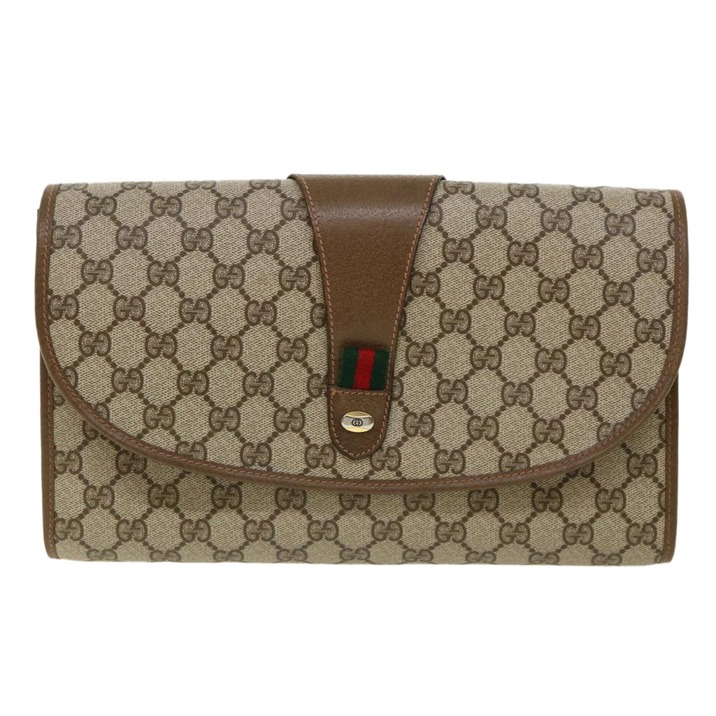 GUCCI GG Canvas Clutch Bag Beige ki2173