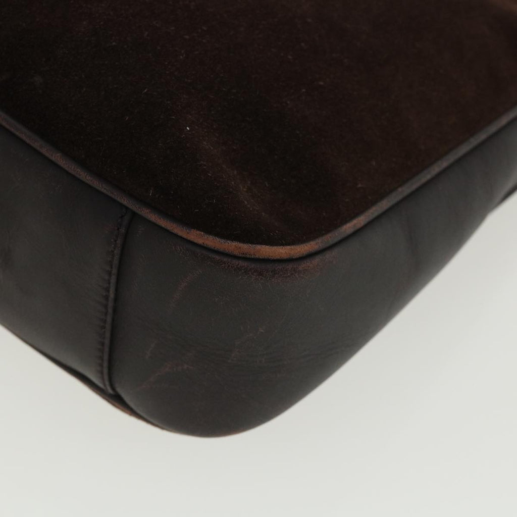 GUCCI Bamboo Shoulder Bag Suede Brown 00117051638 ki2178