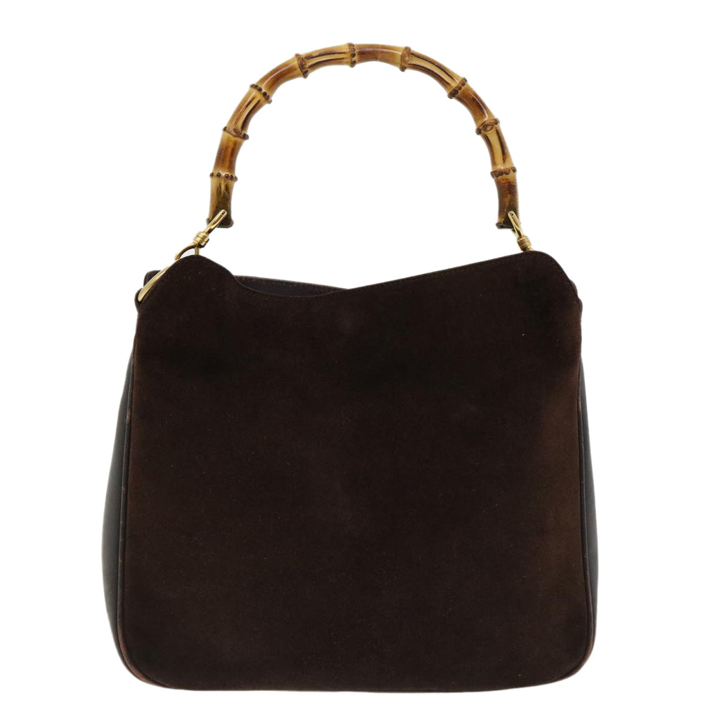 GUCCI Bamboo Shoulder Bag Suede Brown 00117051638 ki2178
