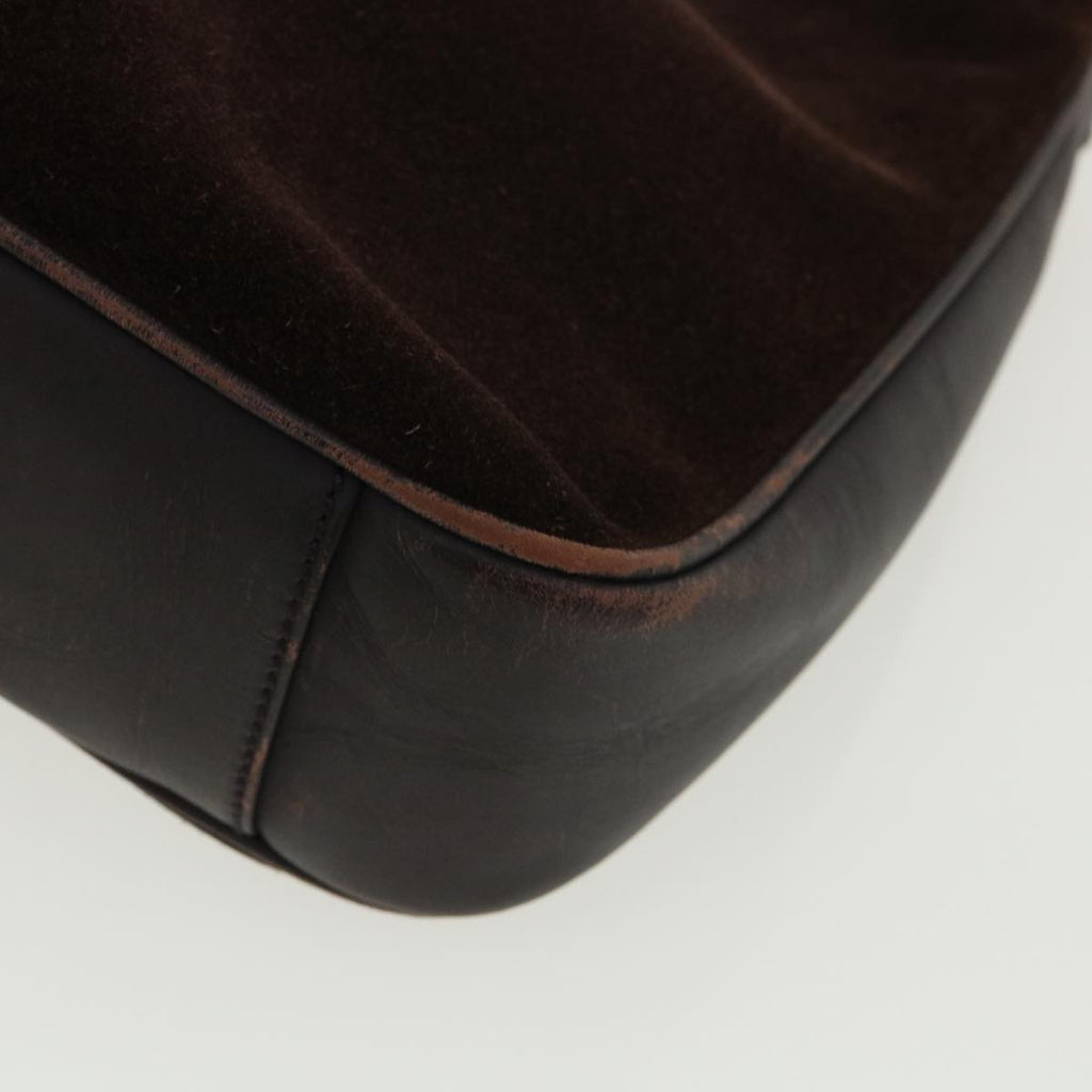 GUCCI Bamboo Shoulder Bag Suede Brown 00117051638 ki2178
