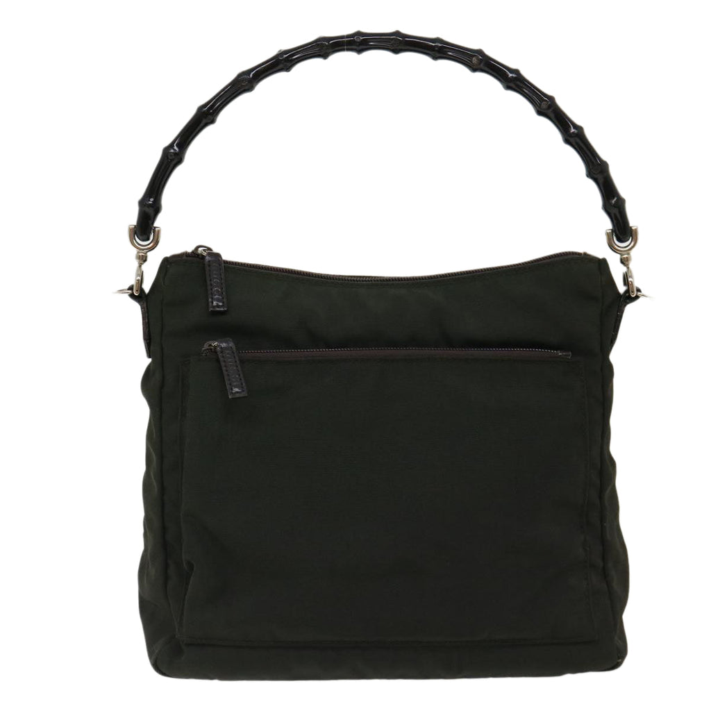 GUCCI Bamboo Shoulder Bag Nylon 2way Khaki 00005092122 ki2191