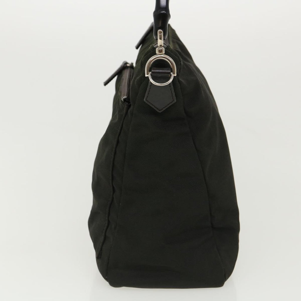 GUCCI Bamboo Shoulder Bag Nylon 2way Khaki 00005092122 ki2191