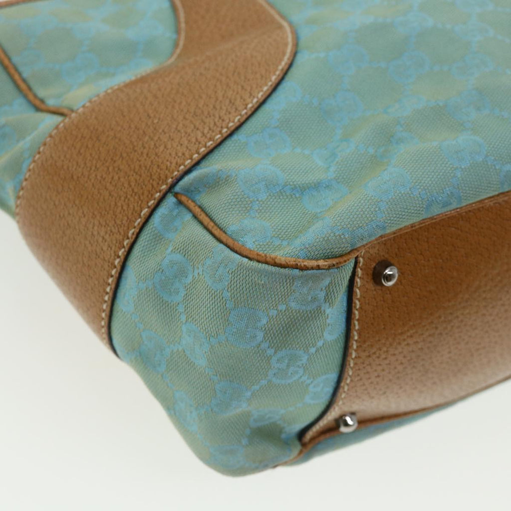 GUCCI GG Canvas Tote Bag Light Blue Brown 113011 ki2206