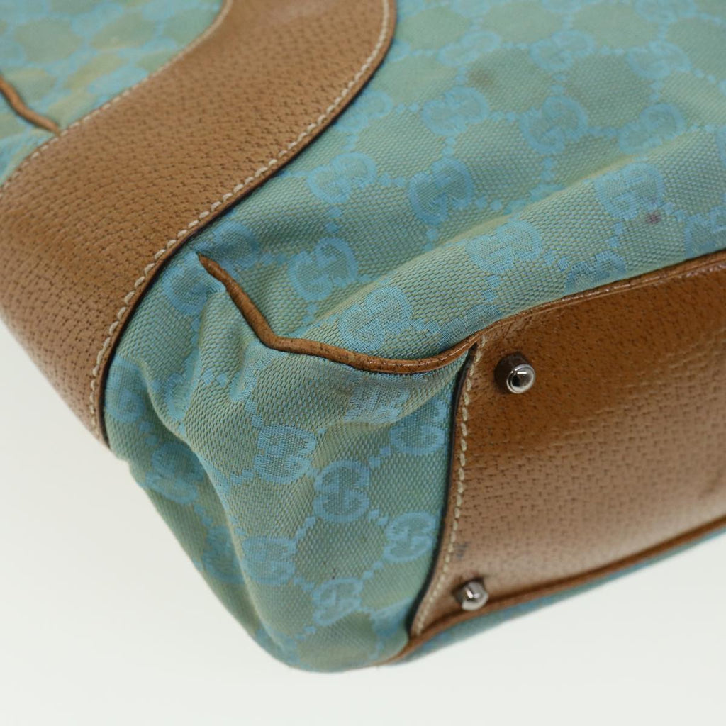 GUCCI GG Canvas Tote Bag Light Blue Brown 113011 ki2206
