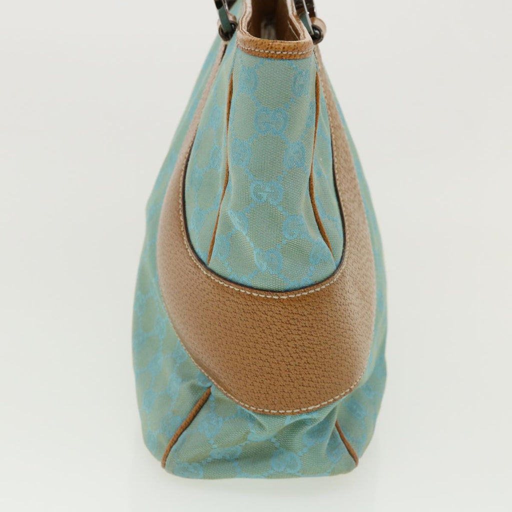GUCCI GG Canvas Tote Bag Light Blue Brown 113011 ki2206