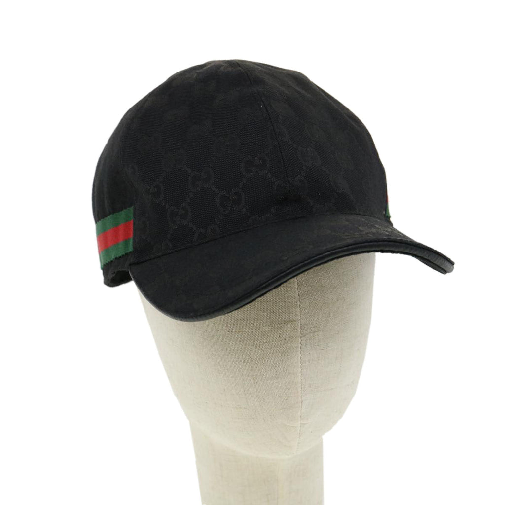 GUCCI GG Canvas Web Sherry Line Cap L Black Green Red ki2227