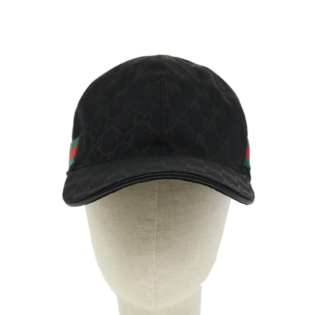 GUCCI GG Canvas Web Sherry Line Cap L Black Green Red ki2227
