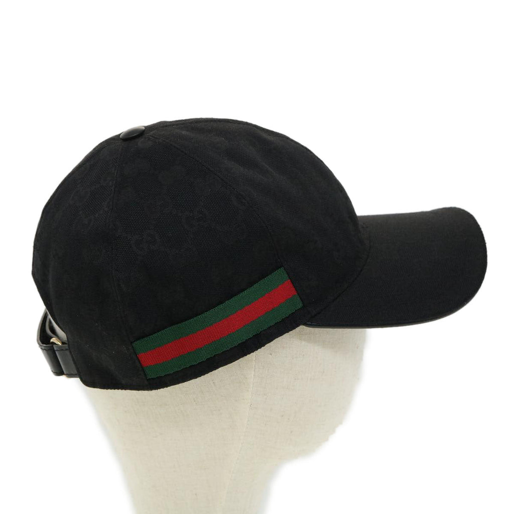 GUCCI GG Canvas Web Sherry Line Cap L Black Green Red ki2227