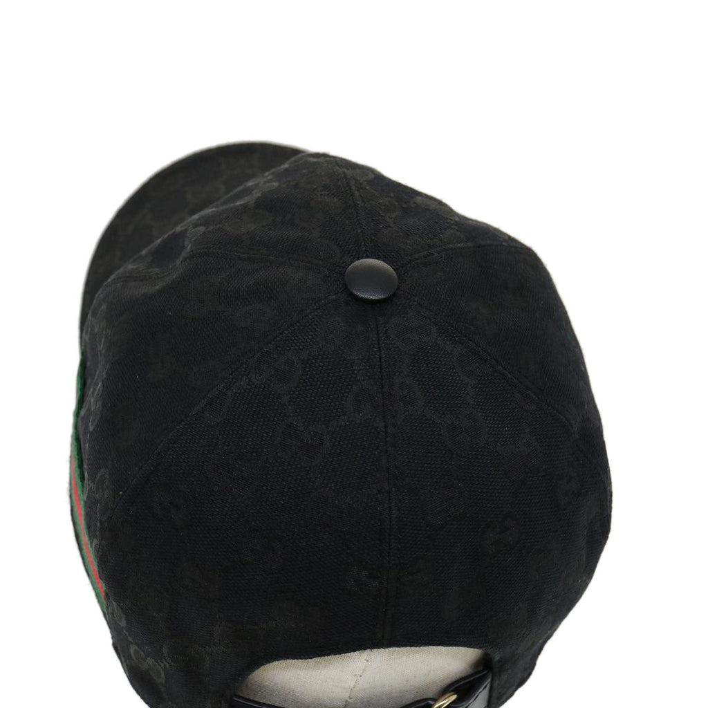 GUCCI GG Canvas Web Sherry Line Cap L Black Green Red ki2227