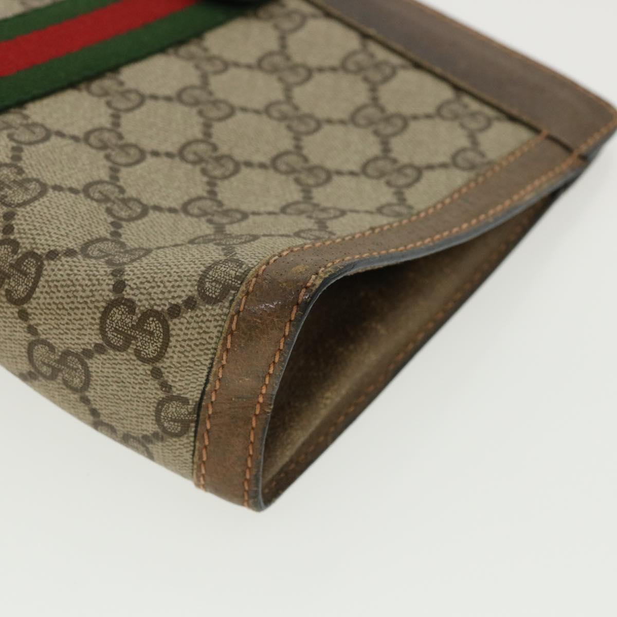 GUCCI GG Canvas Web Sherry Line Clutch Bag Beige Red Green 8901001 ki2301