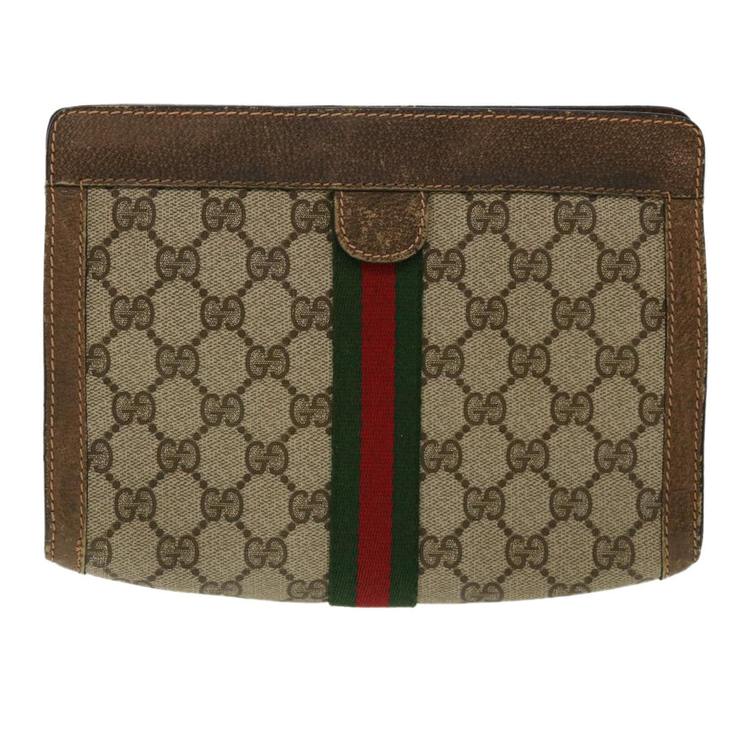 GUCCI GG Canvas Web Sherry Line Clutch Bag Beige Red Green 8901001 ki2301