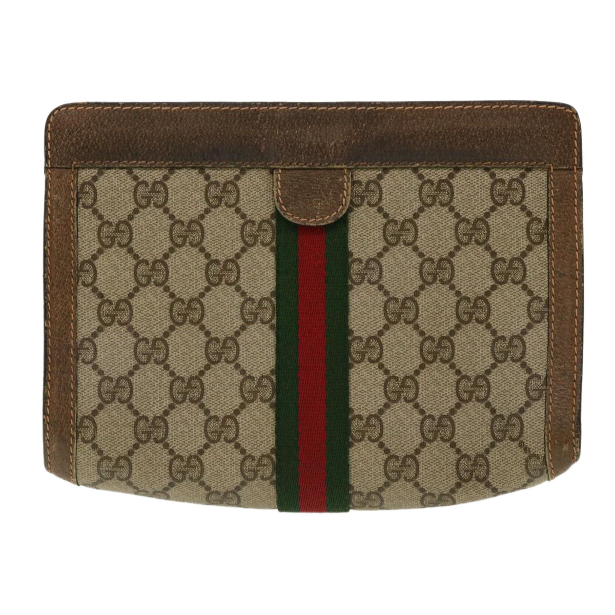 GUCCI GG Canvas Web Sherry Line Clutch Bag Beige Red Green 8901001 ki2301