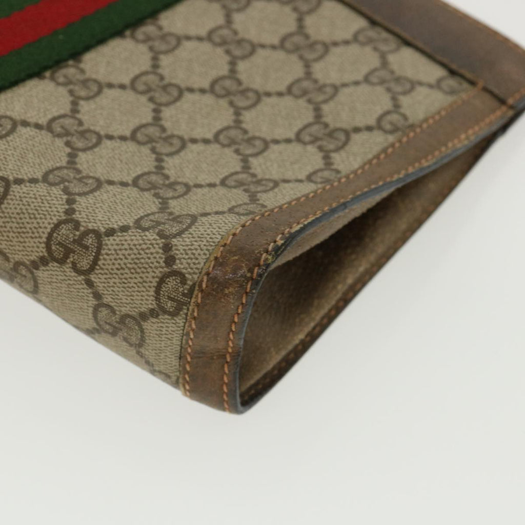 GUCCI GG Canvas Web Sherry Line Clutch Bag Beige Red Green 8901001 ki2301
