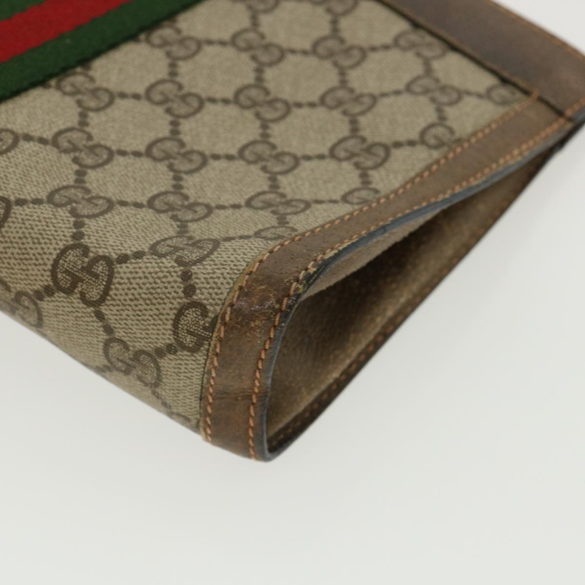 GUCCI GG Canvas Web Sherry Line Clutch Bag Beige Red Green 8901001 ki2301
