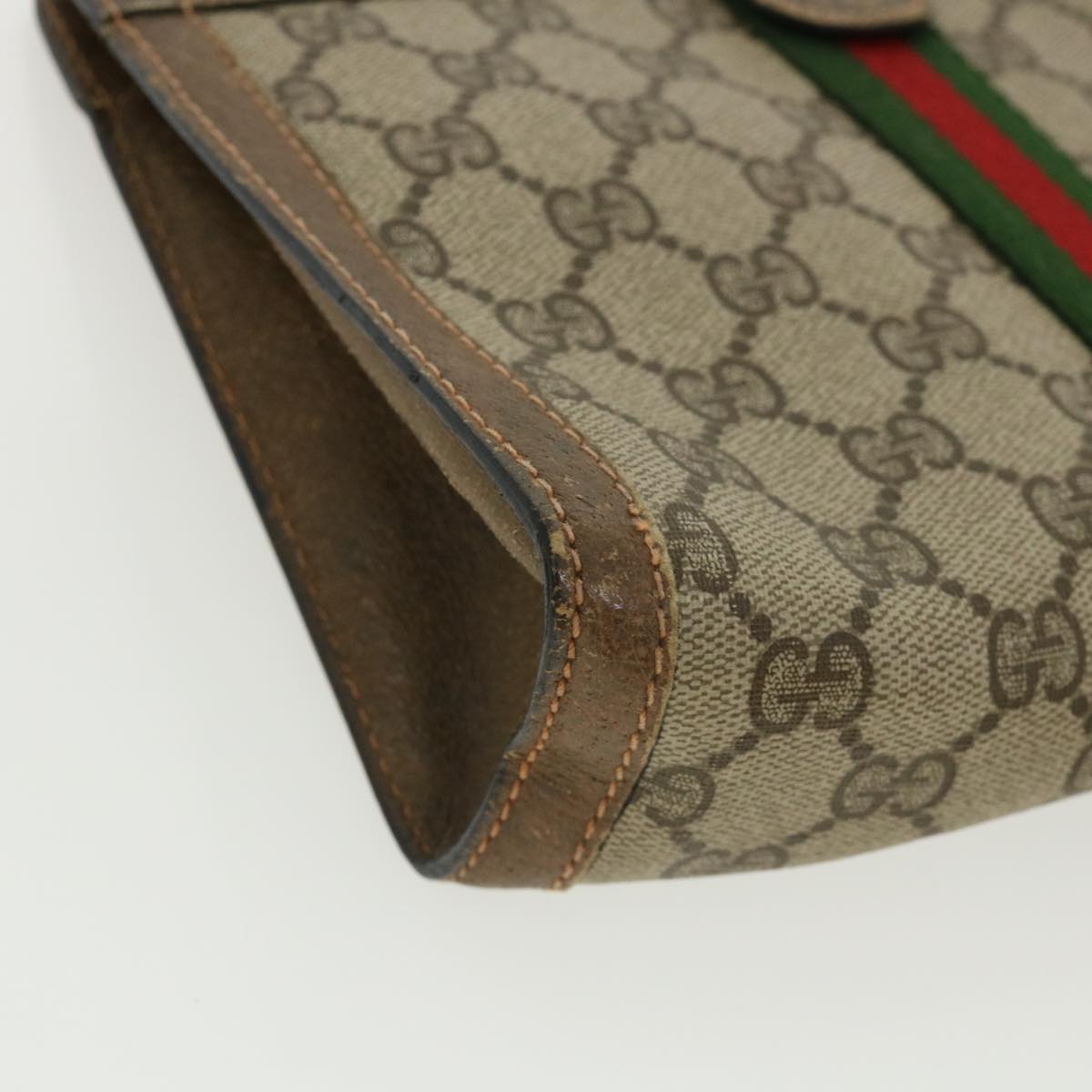 GUCCI GG Canvas Web Sherry Line Clutch Bag Beige Red Green 8901001 ki2301