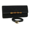 GUCCI GG Canvas Bamboo Shoulder Bag Black ki2375