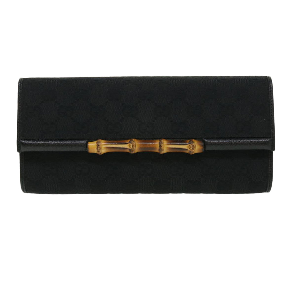 GUCCI GG Canvas Bamboo Shoulder Bag Black ki2375