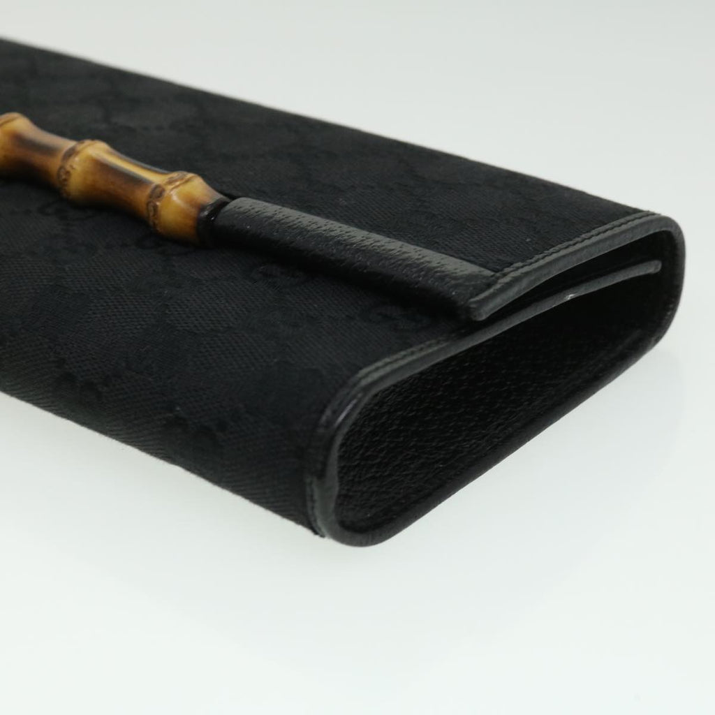 GUCCI GG Canvas Bamboo Shoulder Bag Black ki2375