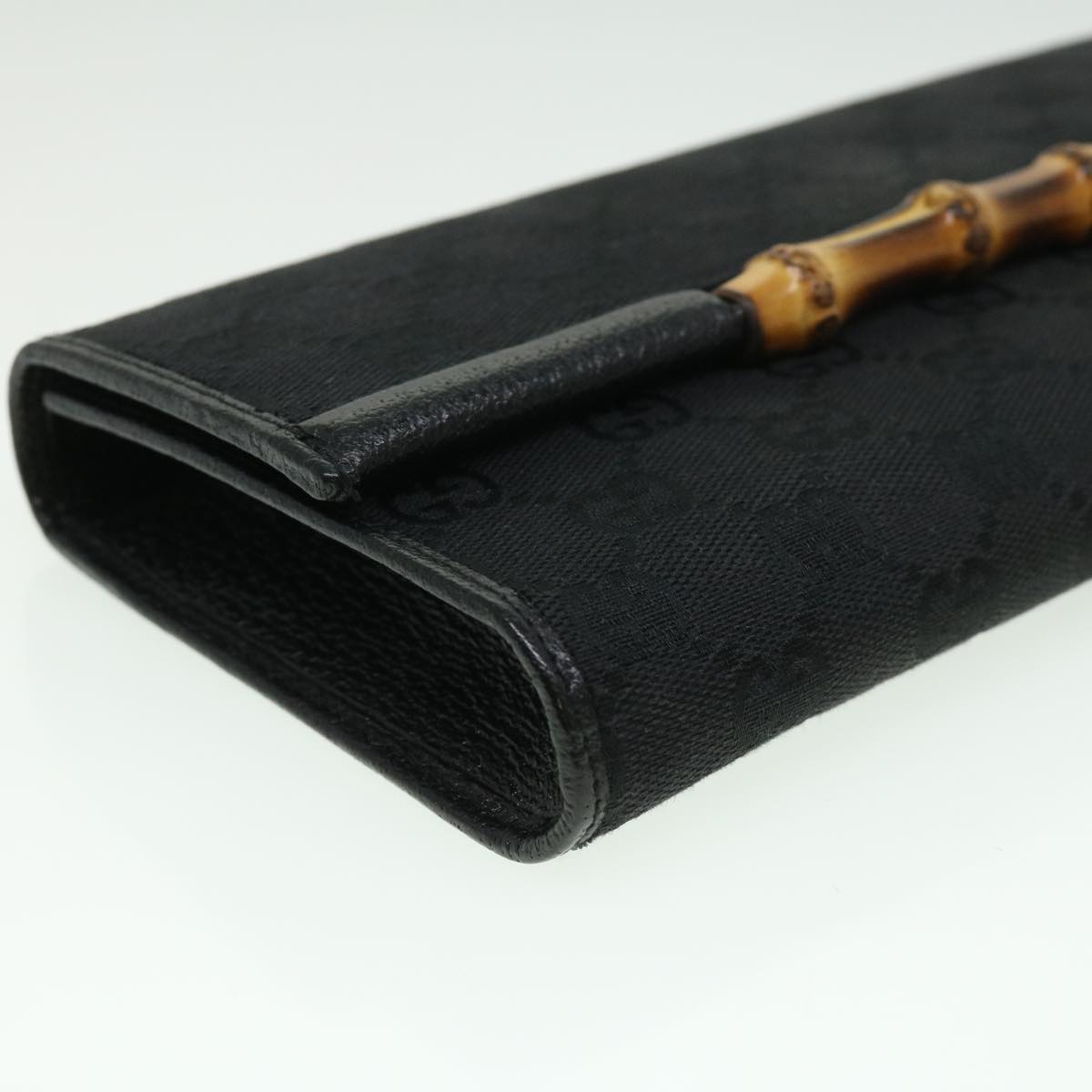 GUCCI GG Canvas Bamboo Shoulder Bag Black ki2375