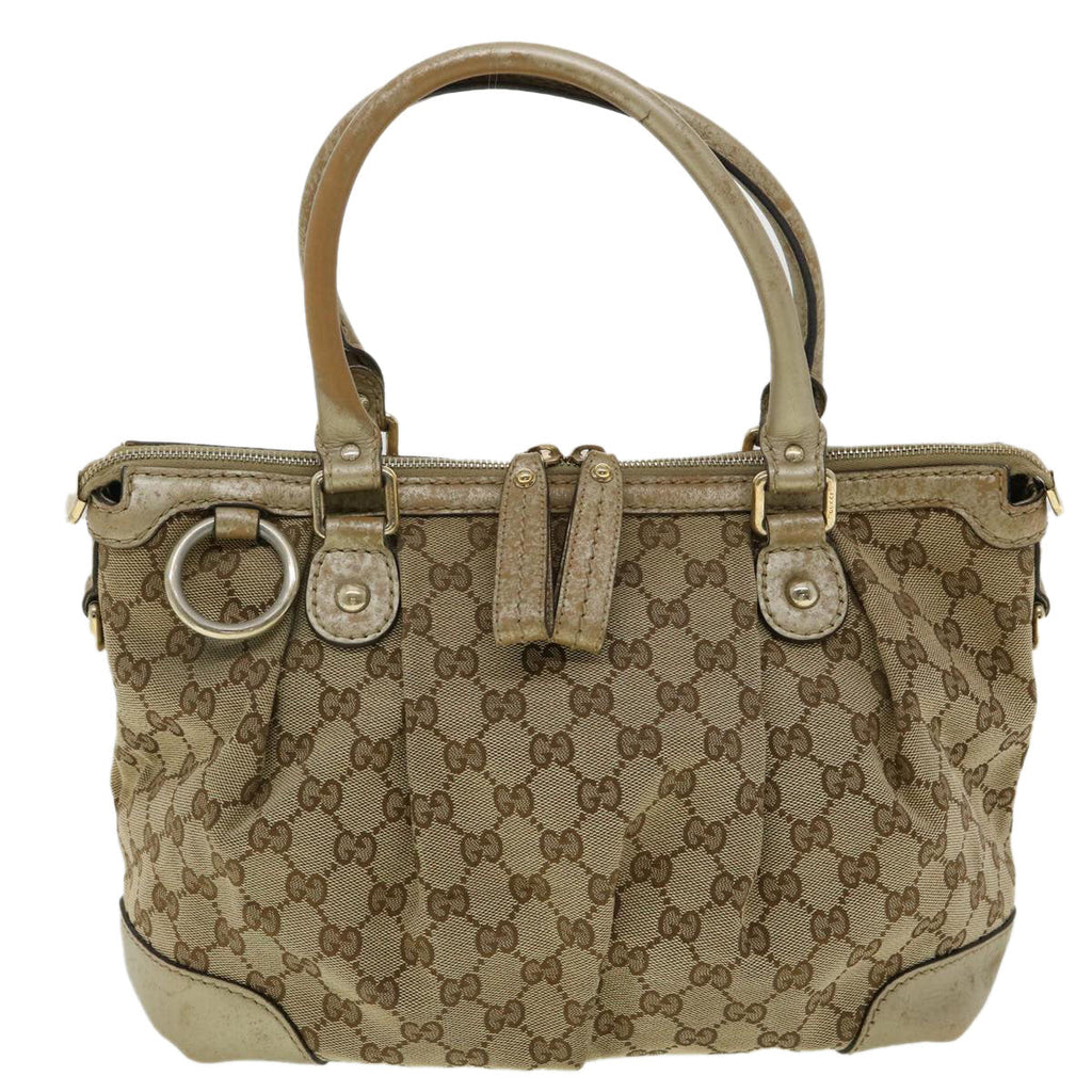 GUCCI GG Canvas Shoulder Bag 2way Beige ki2405