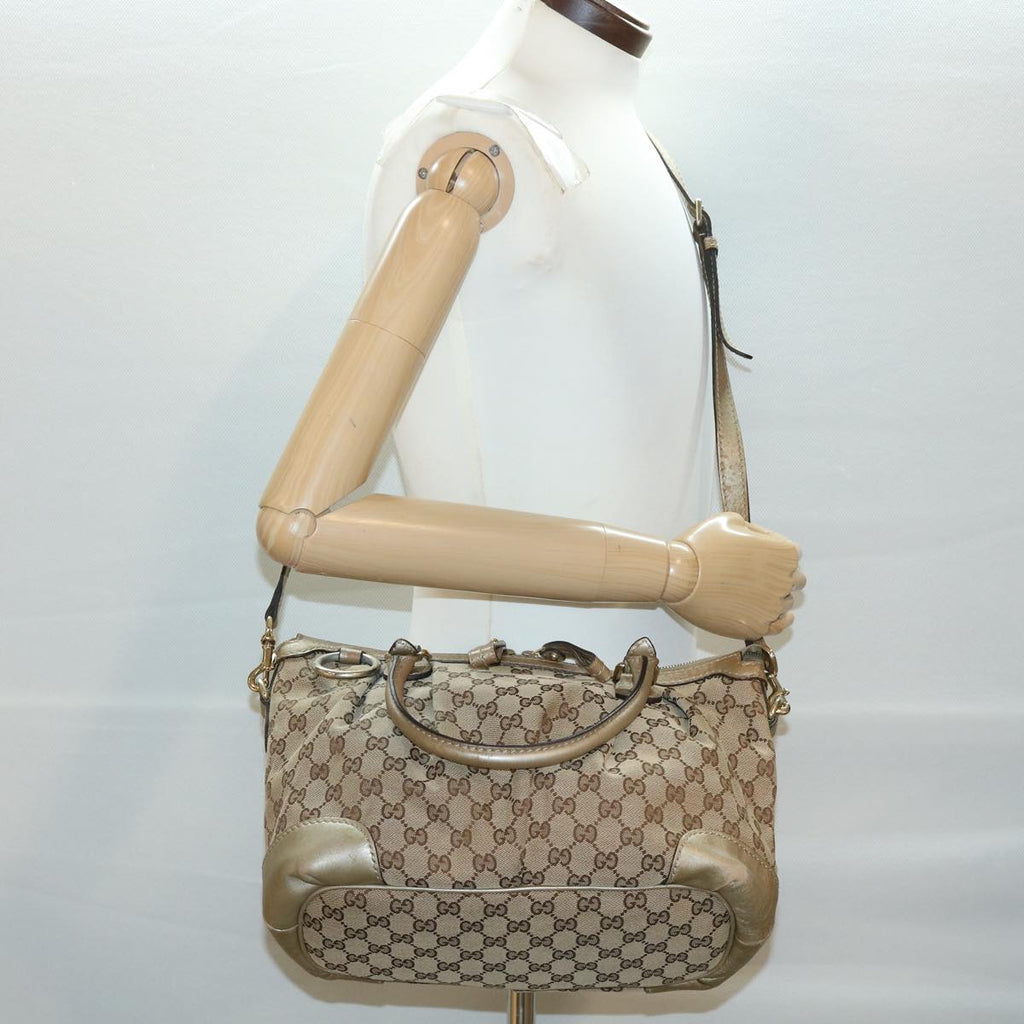 GUCCI GG Canvas Shoulder Bag 2way Beige ki2405