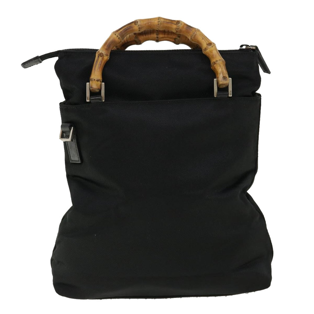 GUCCI Bamboo Hand Bag Nylon Black ki2495