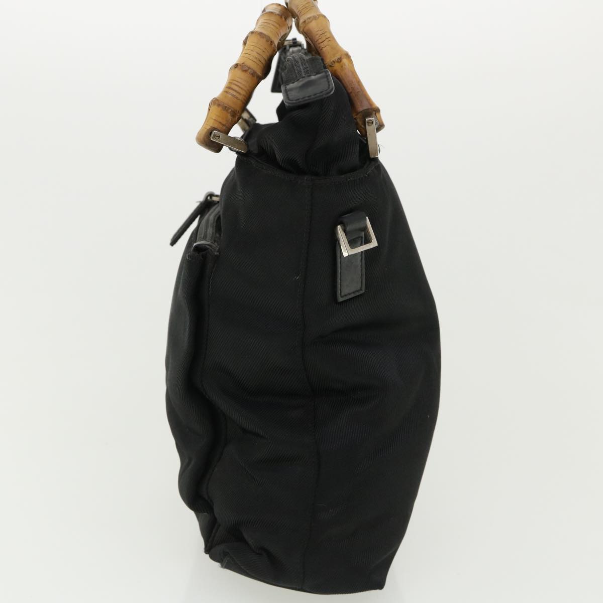 GUCCI Bamboo Hand Bag Nylon Black ki2495